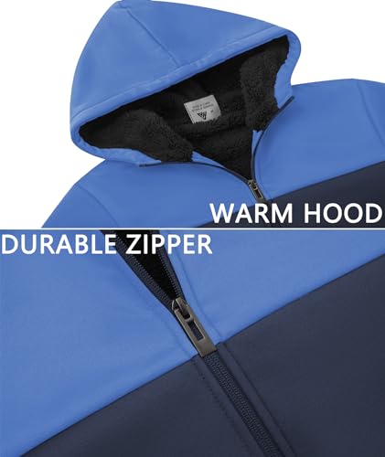 LLdress Boys Hoodie Kids Fleece Sherpa Lined Jacket Youth Zip Up Heavyweight Hooded Sweatshirt Teen Winter Warm Coat Blue Size 14-15 - image 4