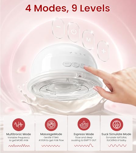 Image of NCVI Wearable Pump, Hands Free Electric Pump with 4 Modes & 9 Levels Suction, Portable Pump Ultra Quiet <42dB, 150min Battery Life, 19 /21 /24mm Flange, Breastfeeding Pump for Moms