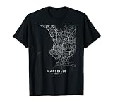 Marseille France Carte Ville Humoristique Coordonnées Skyline T-Shirt
