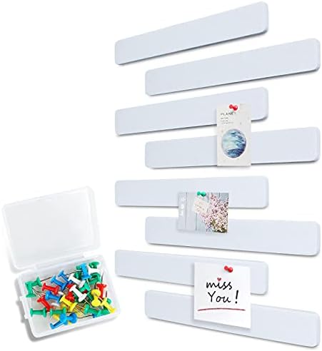 Uoisaiko Felt Pin Board Bar 13"x2", Pack of 8 Bulletin Board Strips with 40 Push Pins, Home Office Memos Notice Boards Felt Wall Tiles