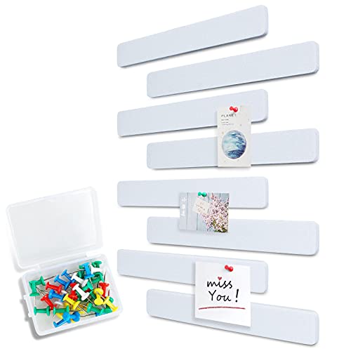 Uoisaiko 8 Tiras de Tablero de Corcho de Fieltro 33x5cm, Corcho para Pared Tablón de Anuncios con 40 Chinchetas, para Paredes de Fotos y Notas en Hogar Oficina