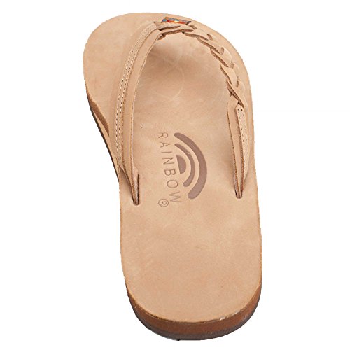 Rainbow Sandals Women's Flirty Braidy Single Layer Classic Leather Sandal, Medium, Classic Black #TOP3