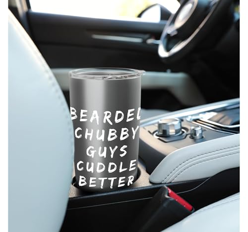 Barbu Chubby Guys Cuddle Better Funny Beard Dad Humour Gobelet isotherme en acier inoxydable double paroi – vue 6