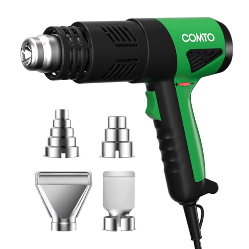 COMTO Decapeur Thermique 1800W - Chauffe en 1,5 s, 50°C-650°C, 2 vitesses et protection contre la surchauffe, avec couvercle de protection, cordon de 1,8 m (4 buses)