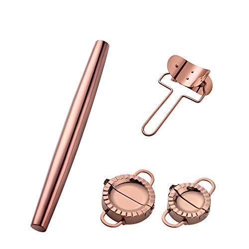 Buyer Star Rainbow rolling pin-158-inch Professional Rolling Pin Fondant Dumplings Cookies Pizza Dough Pasta Pie Crust Pastry - Metal French Rolling Pin Roller ROSE GOLD