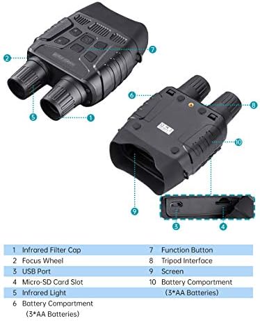 QUNSE Digital Night Vision Binoculars 7x31mm 2.31" TFT LCD Screen with 32GB TF Card Camera Photos Videos Recorder in Full Dark