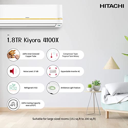Image of Hitachi SPLIT AC - 1.8 Ton KIYORA 4100X Inverter - R32 - RMRG422HFEO (Gold)