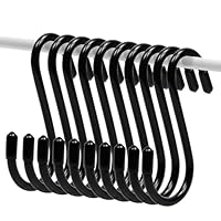 Tingheng Vinyl Coated S Hooks for Hanging 4 Inch Black 10 Pack,Coat Hooks Non Slip Heavy Duty Hook for Closet, Garage & Kitchen Organization Large S Shaped Hooks for Hanging Plants