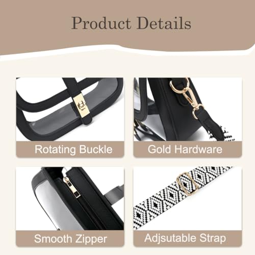 Image of LOXOMU Clear Bag for Stadium Events, Cute Clear Crossbody Bag Stadium Approved, Small Clear Concert Purse for Women