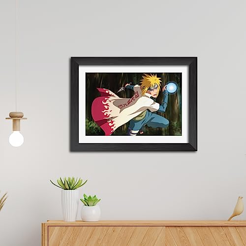 Image of TenorArts Minato Poster Naruto Anime Laminated Photo Frame Painting with Matt Finish Black Textures (12inches x 9inches)