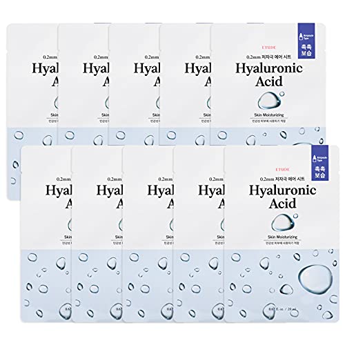 ETUDE 0.2 Therapy Air Mask 10 Sheets (Hyaluronic Acid) (21AD) | Hypo-Allergenic Mask Sheet with Deep Hydration and Moistening Effect