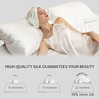 ZIMASILK, 100% moerbeizijde slaapmuts 22 momme zijde voor haarverzorging van vrouwen van natuurlijke zijde met elastische band voor bevestiging aan het hoofd, klassieke plissé, marineblauw