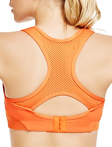 Yvette Sports Bras For Women High Impact Racerback Workout Sports Bra High Support For Large Bust Plus Size, Orange,M+ #TOP1