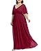 Pinup Fashion Women's Plus Size Long Dress Burgundy Bridesmaid Formal Wedding Guest Chiffon Evening Gowns Floor Length Dresses