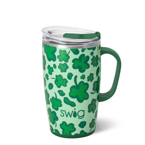 Swig Life 18oz Insulated Travel Mug with Handle & Lid, Lucky Leopard