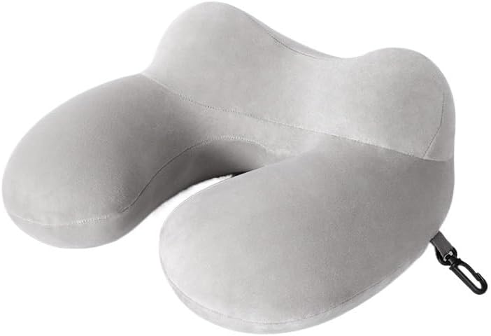 Inflatable U-Shaped Pillow Portable Mouth Blow Inflation Travel Neck Support