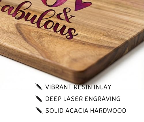 Tabla de cortar rectangular InnoBeta de madera de acacia con incrustación de resina epoxi púrpura y rosa, 15 x 9.6 pulgadas miniatura 4