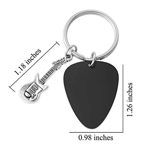 Personalized Master Custom Photo keychain Pendant Free Engraving Stainless Steel Guitar Pick Keychain Key Ring for Dad Husband Boyfriend Musician Guitarist Gift