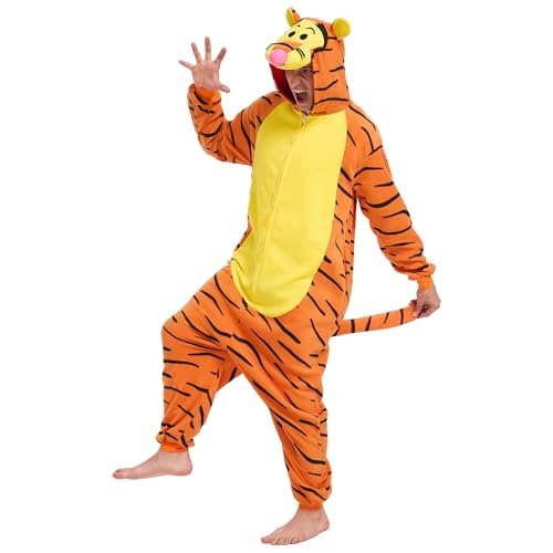 XLKZZ Tiger Onesie Adult Pajamas Cartoon Christmas Halloween One-piece One piece Cosplay Costume Sleepwear
