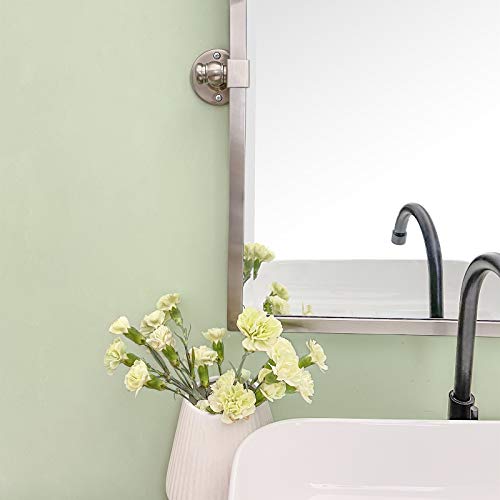Image of TEHOME Pivot Mirror Brushed Nickel Tilt Rectangle Bathroom Mirror Tilting Metal Framed Beveled Vanity Mirrors, Overall 23.9 x 24 inches (Mirrror 20 x 24 inches)