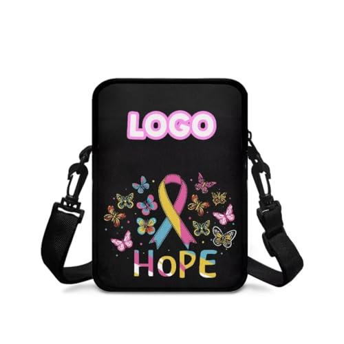Image of Crossbody Bag for Women Sling Purse Pink Ribbon Cell Phone Holder with Straps