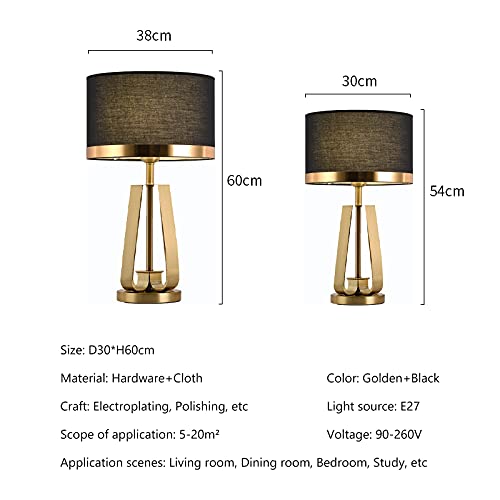 Djamel Modern Gold Table Lamp Black Metal Bracket Base Table Lamp Bedside Lamp Simple Nordic Bedroom Bedside Lamp Creative Decoration Bedroom Living Room (D11.8In*H21.2In) #TOP6