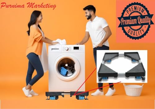 Image of PM 24 Wheel 500 kg Load C0apacity Adjustable Size Front /Top Load Washing Machine Stand /Trolley Dishwasher, Refrigerator Fridge Stand /Trolley, Washing Machine 7 kg. (Stainless Steel)