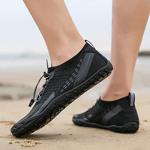 Whatseaso Water Shoes For Women Quick Dry Aqua Barefoot Shoes For Beach Swimming Boating Surfing Diving 8 Women/6.5 Men, Black #TOP5