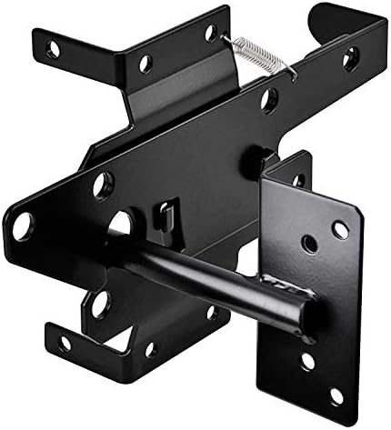 VIGRUE Gate Latch - Heavy Duty Self-Locking Automatic Gate Latch for Wooden Fence with Fasteners Hardware for Secure Pool, Yard, Garden, Black