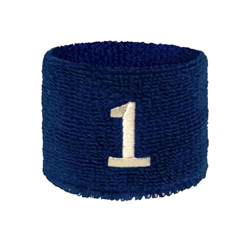 COUVER Unisex Blue Terry Wristband, Number 1, 2.5 Inch, 1 PC