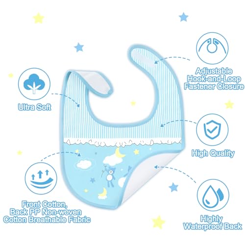 Littleforbig Cotton Waterproof Babydoll Printed Adult Bib with Adjustable Hook-and-Loop Fastener Closure - Little Dreamers Adult Bib2