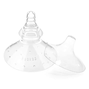 Haakaa Nipple Shield Combo 2pc for Breastfeeding & Latch Support with Case | Soft nipple shields support latch issues and comfort, Round Base & 24mm Ultra-Thin combo with carry case for breastfeeding