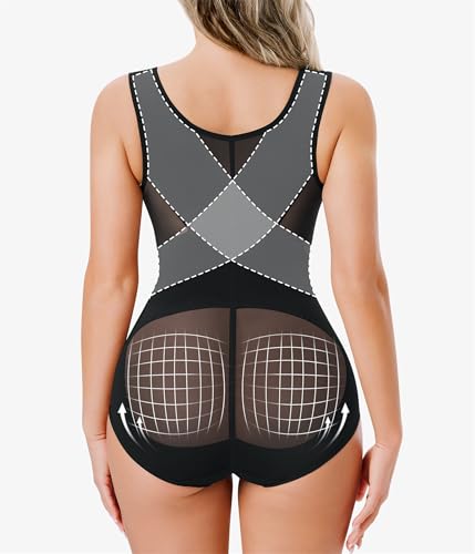 Nebility Women's Shapewear Bodysuit Tummy Control Faja Body Shaper Butt Lifter Open Bust Waist Trainer Compression Bodysuit3