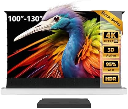 [Bundle] NothingProjector Floor Rising ALR Screen 120" White + Motorized UST Projector Slider, 4K UHD Electric Remote 169, Auto Retractable Tray Syncs Power, Extend to 150", Home Theater Setup