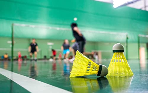 Foto von MANJHONG Federbälle Nylon Badminton Bälle für Anfänger, Freizeit, Training, Indoor und Outdoor Spiele, (Kork) 6er Gelb