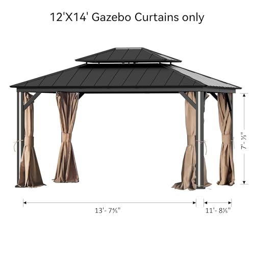 Covered Outdoor Gazebo Curtain Replacement Universal 4-Panel Sidewalls 12' x 14', Outdoor Gazebo Privacy Curtains with Zipper, Replacement for Outdoor, Patio Canopy, Garden and Backyard (Curtain Only) - Image 8