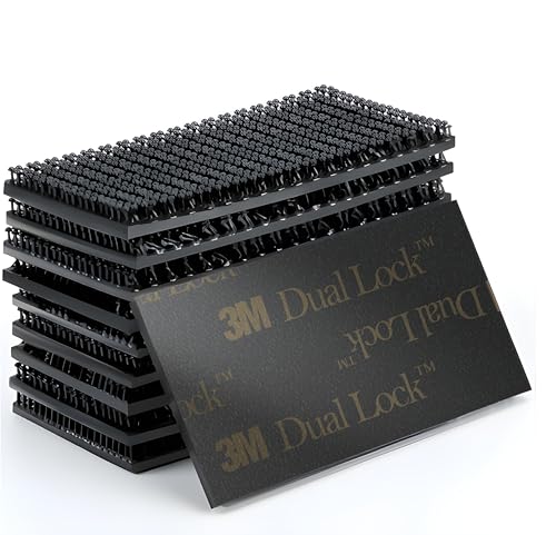 Dpm tapes Dual Lock SJ 3550CF (25,4 mm x 50 mm), 10 rettangoli adesivi per fissaggio, Dashcam, Go Pro, accessori auto, Porta Pagamento Pedaggio, chiusura a scatto, nero, giunzioni reversibili