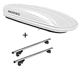 Dachbox 320 Liter 137 x 79 x 36 cm(L x B x H), weiß + 2 Dachträgerstangen aus Aluminium, Länge: 1200 mm