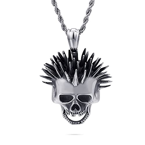 Collier homme acier inoxydable pendentif tête de mort hip-hop KnSam