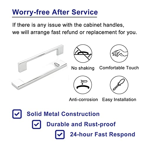 Askano Pack Of 10, 5 Inch, Polished Chrome Wide Foot Kitchen Cabinet Pull Handle Zp2205 | Solid Hardware For Drawer, Dresser, Bathroom, Vanity, Furniture Door, Cupboard, Hole Centers: 5" #TOP2