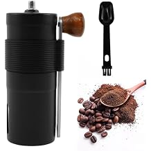 Manual Coffee Grinder with Hand Crank Coarseness Adjustable Hand Coffee Grinder Ceramic Burr Coffee Grinder Stainless Steel Coffee Bean Grinder with Cleaning Brush for Home Travels Camping//black