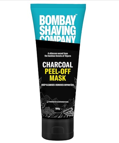 Bombay Shaving Company Charcoal Peel Off Mask for Men | 5X Detoxifying Power | Removes Blackheads & Whiteheads | Fights Pollution & Brightens Your Skin | Peel Off Mask With Tea Tree & Pomegranate For Clear, Oil-free Skin, 100 g