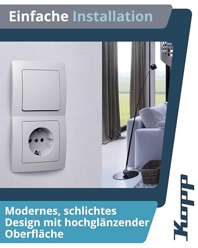 Kopp PARIS 2-fach Abdeckrahmen in Arktis-Weiß - 8,3 x 15,4 cm - Rahmen für Steckdosen & Schalter - Stilvoller Steckdosenrahmen aus Kunststoff - Hochwertiger Lichtschalter-Rahmen