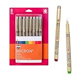 SAKURA Pigma Micron Fineliner Pens - Archival Colored Ink Pens - For Writing, Drawing, or Journaling - Colored Ink - 01 Point Size - 8 Pack