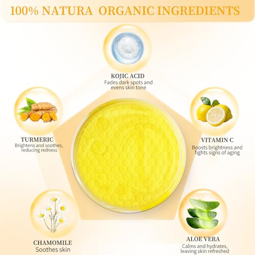 CIELARA Turmeric Kojic Acid Cleansing Pads for Dark Spots, Lemon Turmeric Pads with Vitamin C & E, Deep Clean Pores, Hydrate & Plump Skin Exfoliating with Kojic Acid 50 Count