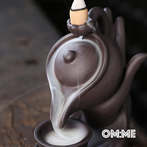 Omme Backflow Incense Burner Incense Holder Antique Ceramic Aromatherapy Ornament Home Décor Yoga + 20 Upgraded Incense Cones (Tea Pot B) #TOP7