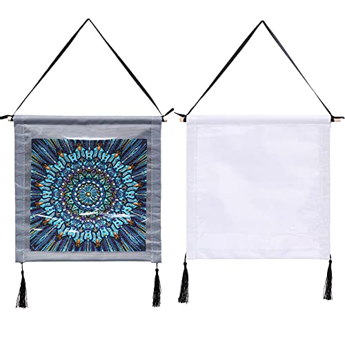 Pybider 2 Stück Diamant-Malerei-Rahmen, für 30 x 30 cm Diamant-Malerei, Poster, Fotos, Karten, Bilder, PVC-Bilderrahmen mit Holzstab und Aufhängeset (Hellgrau und Weiß) Cover