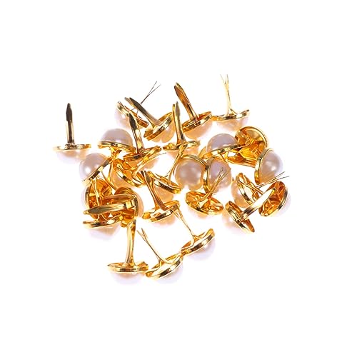 Hohopeti 100Pcs Pearl Shaped Brads Decorative Metal Fasteners for Scrapbooking DIY Crafts and Christmas Decor Golden Durable Easy to Use Non Fading