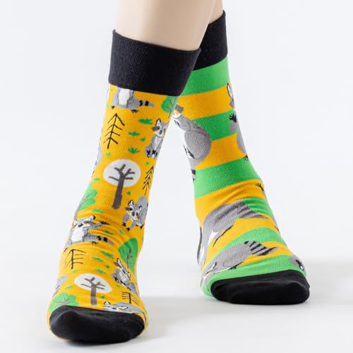 Image of 2 Pairs Cartoon Animal Crew Socks Fun Cotton Mid Calf Socks for Women