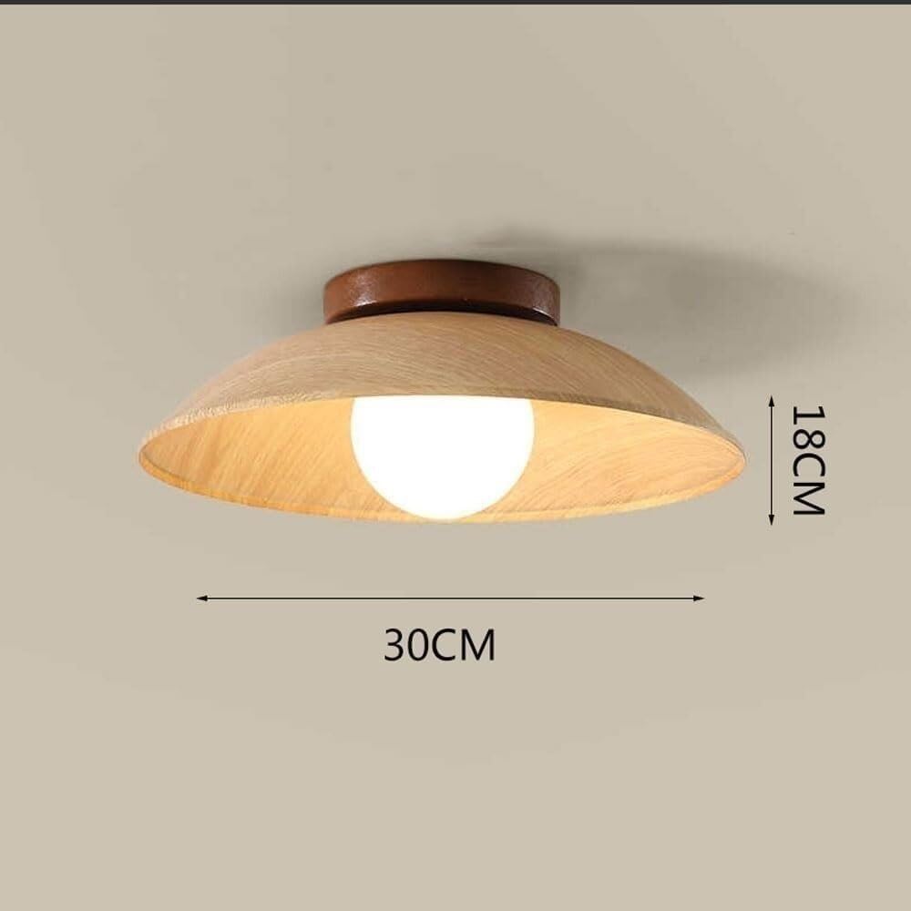 Wabi Sabi Lampa sufitowa z orzecha włoskiego, 30 cm (11,8 cala), nowoczesny styl z połowy wieku, do przedpokoju, przedpokoju, schodów, małej cylindrycznej oprawy oświetleniowej (kolor